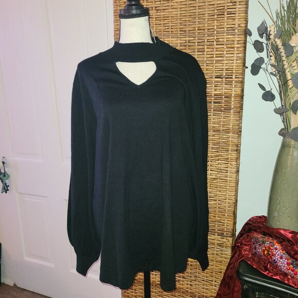 Style & Co Women's Size 3X Black Mock Neck Sweater NWT Puff Sleeve - Picture 1 of 5